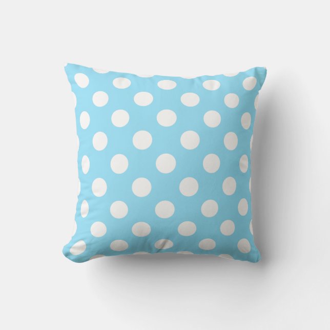 Weiße Polka-Punkte auf blass blau Kissen (Vorderseite)