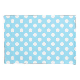 Weiße Polka-Punkte auf blass blau Kissenbezug