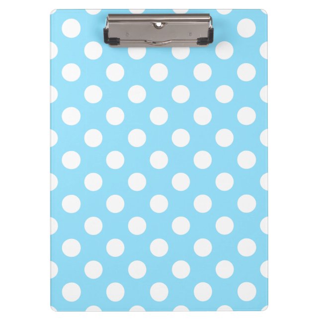 Weiße Polka-Punkte auf blass blau Klemmbrett (Vorderseite)