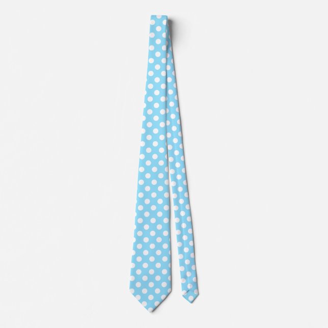 Weiße Polka-Punkte auf blass blau Krawatte (Vorderseite)