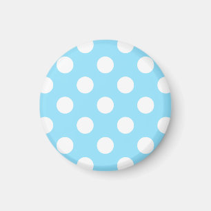 Weiße Polka-Punkte auf blass blau Magnet