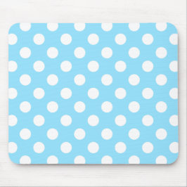 Weiße Polka-Punkte auf blass blau Mousepad