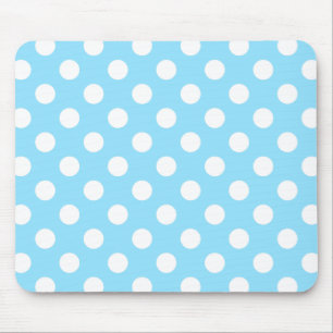 Weiße Polka-Punkte auf blass blau Mousepad