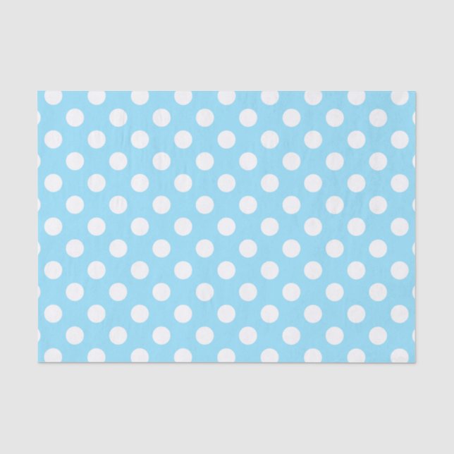 Weiße Polka-Punkte auf blass blau Seidenpapier (Vorderseite)
