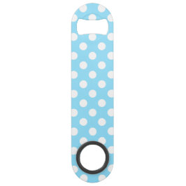 Weiße Polka-Punkte auf blass blau Speed Flaschenöffner