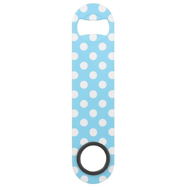 Weiße Polka-Punkte auf blass blau Speed Flaschenöffner (Vorderseite)