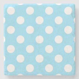 Weiße Polka-Punkte auf blass blau Steinuntersetzer