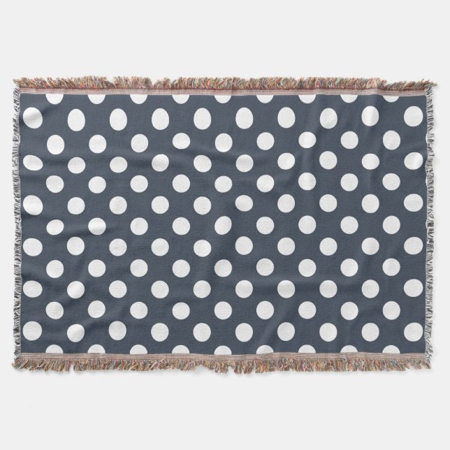 Weiße Polka-Punkte auf blau-grau Decke (Vorderseite)