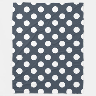Weiße Polka-Punkte auf blau-grau Fleecedecke