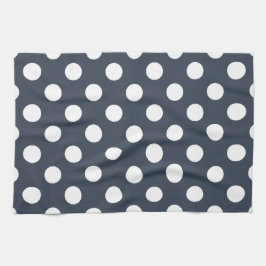 Weiße Polka-Punkte auf blau-grau Geschirrtuch