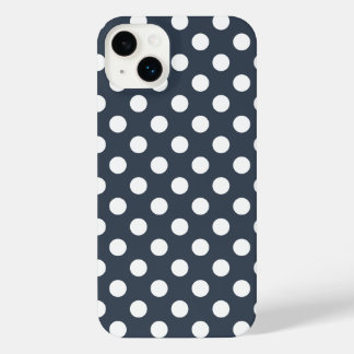 Weiße Polka-Punkte auf blau-grau iPhone 14 Plus Hülle
