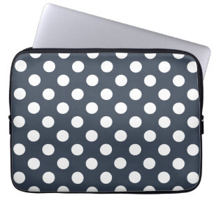 Weiße Polka-Punkte auf blau-grau Laptopschutzhülle