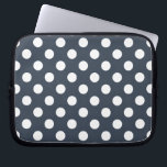 Weiße Polka-Punkte auf blau-grau Laptopschutzhülle<br><div class="desc">Weiße Polka-Punkte auf blau-grau</div>