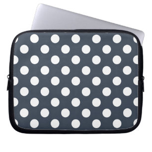 Weiße Polka-Punkte auf blau-grau Laptopschutzhülle