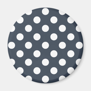 Weiße Polka-Punkte auf blau-grau Magnet