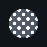Weiße Polka-Punkte auf blau-grau Magnet<br><div class="desc">Weiße Polka-Punkte auf blau-grau</div>