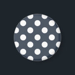 Weiße Polka-Punkte auf blau-grau Magnet<br><div class="desc">Weiße Polka-Punkte auf blau-grau</div>
