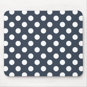 Weiße Polka-Punkte auf blau-grau Mousepad