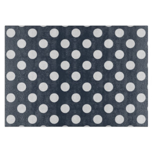 Weiße Polka-Punkte auf blau-grau Schneidebrett