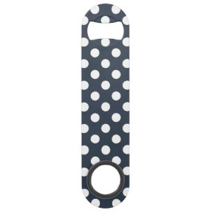 Weiße Polka-Punkte auf blau-grau Speed Flaschenöffner