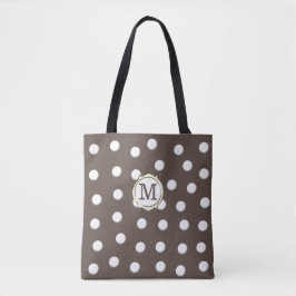 Weiße Polka-Punkte auf braun Tasche