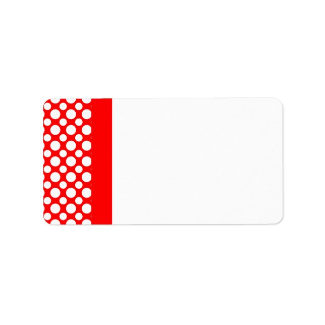 Weiße Polka-Punkte auf dem Etikett mit roter Adres Adressaufkleber (Vorne)