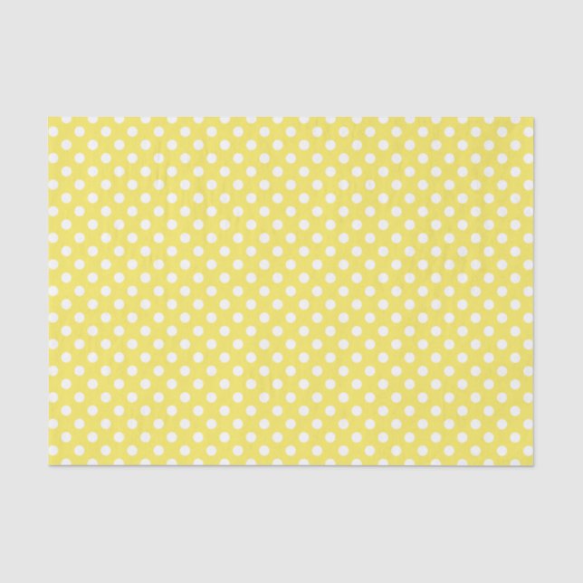 Weiße Polka-Punkte auf dem gelben Mais-Hintergrund Seidenpapier (Vorderseite)