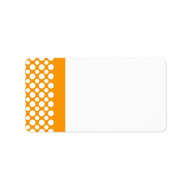 Weiße Polka-Punkte auf dem Orangefarbenen Adresset Adressaufkleber (Vorne)