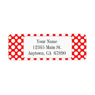 Weiße Polka-Punkte auf dem Red Custom Address Labe