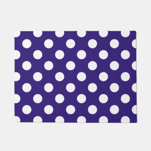 Weiße Polka-Punkte auf dunkelblau Fußmatte