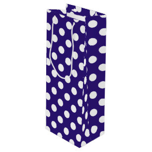 Weiße Polka-Punkte auf dunkelblau Geschenktüte Für Weinflaschen