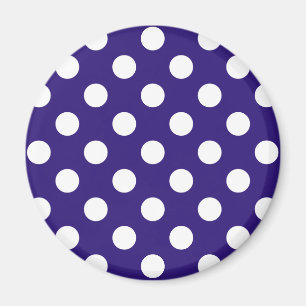 Weiße Polka-Punkte auf dunkelblau Magnet