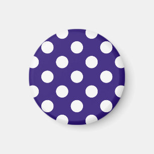 Weiße Polka-Punkte auf dunkelblau Magnet