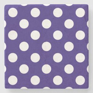 Weiße Polka-Punkte auf dunkelblau Steinuntersetzer