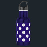 Weiße Polka-Punkte auf dunkelblau Trinkflasche<br><div class="desc">Weiße Polka-Punkte auf dunkelblau</div>