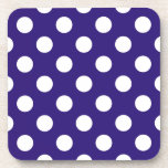 Weiße Polka-Punkte auf dunkelblau Untersetzer<br><div class="desc">Weiße Polka-Punkte auf dunkelblau</div>