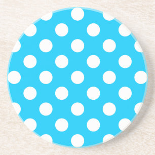 Weiße Polka Punkte auf elektrischem Blau Getränkeuntersetzer