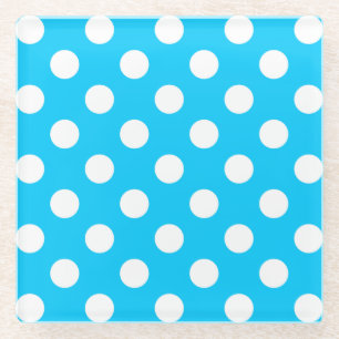 Weiße Polka Punkte auf elektrischem Blau Glasuntersetzer