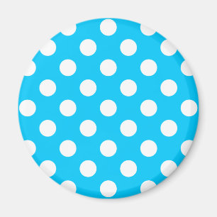 Weiße Polka Punkte auf elektrischem Blau Magnet