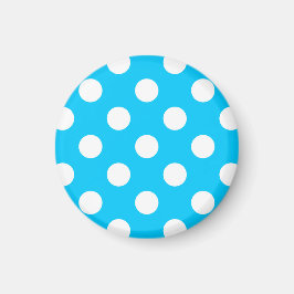 Weiße Polka Punkte auf elektrischem Blau Magnet