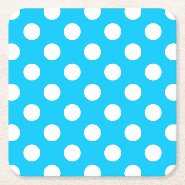 Weiße Polka Punkte auf elektrischem Blau Rechteckiger Pappuntersetzer (Vorderseite)