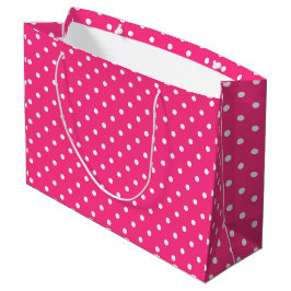 Weiße Polka Punkte auf Fuchsia Farbe Große Geschenktüte