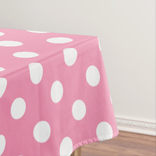 Weiße Polka-Punkte auf glücklichem Rosa Tischdecke
