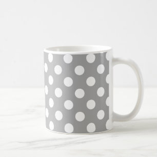 Weiße Polka-Punkte auf grau Kaffeetasse