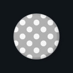Weiße Polka-Punkte auf grau Magnet<br><div class="desc">Weiße Polka-Punkte auf grau</div>