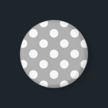 Weiße Polka-Punkte auf grau Magnet<br><div class="desc">Weiße Polka-Punkte auf grau</div>