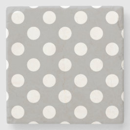 Weiße Polka-Punkte auf grau Steinuntersetzer