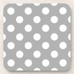 Weiße Polka-Punkte auf grau Untersetzer<br><div class="desc">Weiße Polka-Punkte auf grau</div>