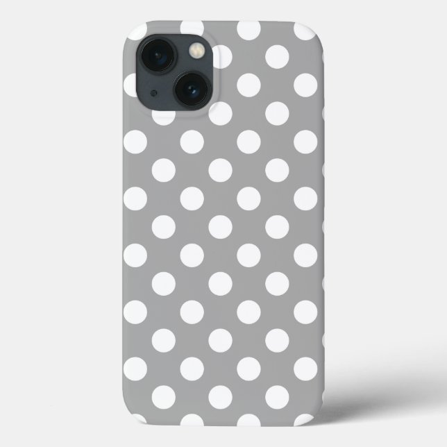 Weiße Polka Punkte auf grauem Fall Case-Mate iPhon iPhone Hülle (Rückseite)