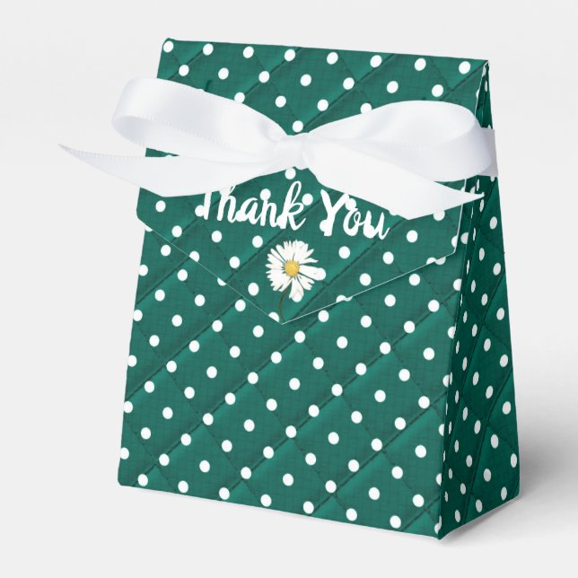 weiße Polka Punkte auf grün Geschenkschachtel (Vorderseite)